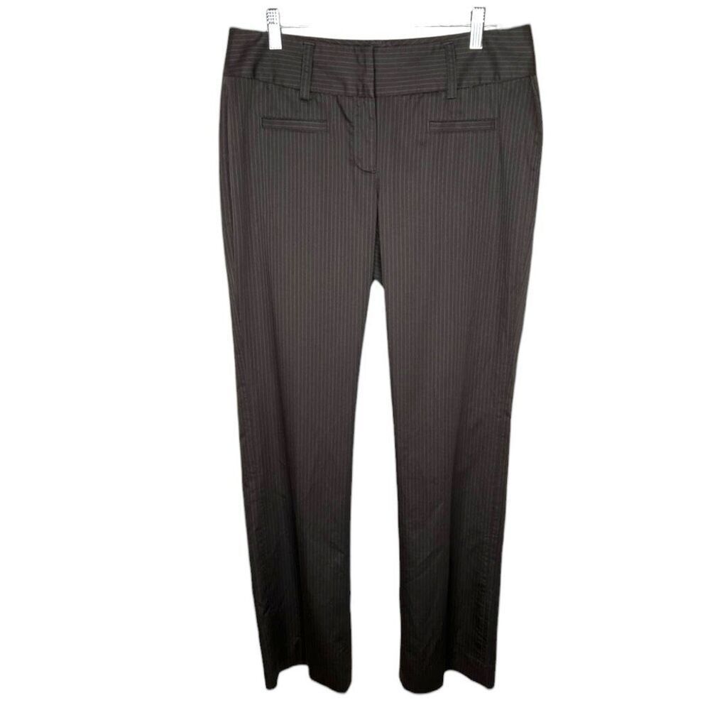 Cabi Work it Bootcut Pants Pinstripe Flare Trousers Mid Rise Gray Blue Size 10